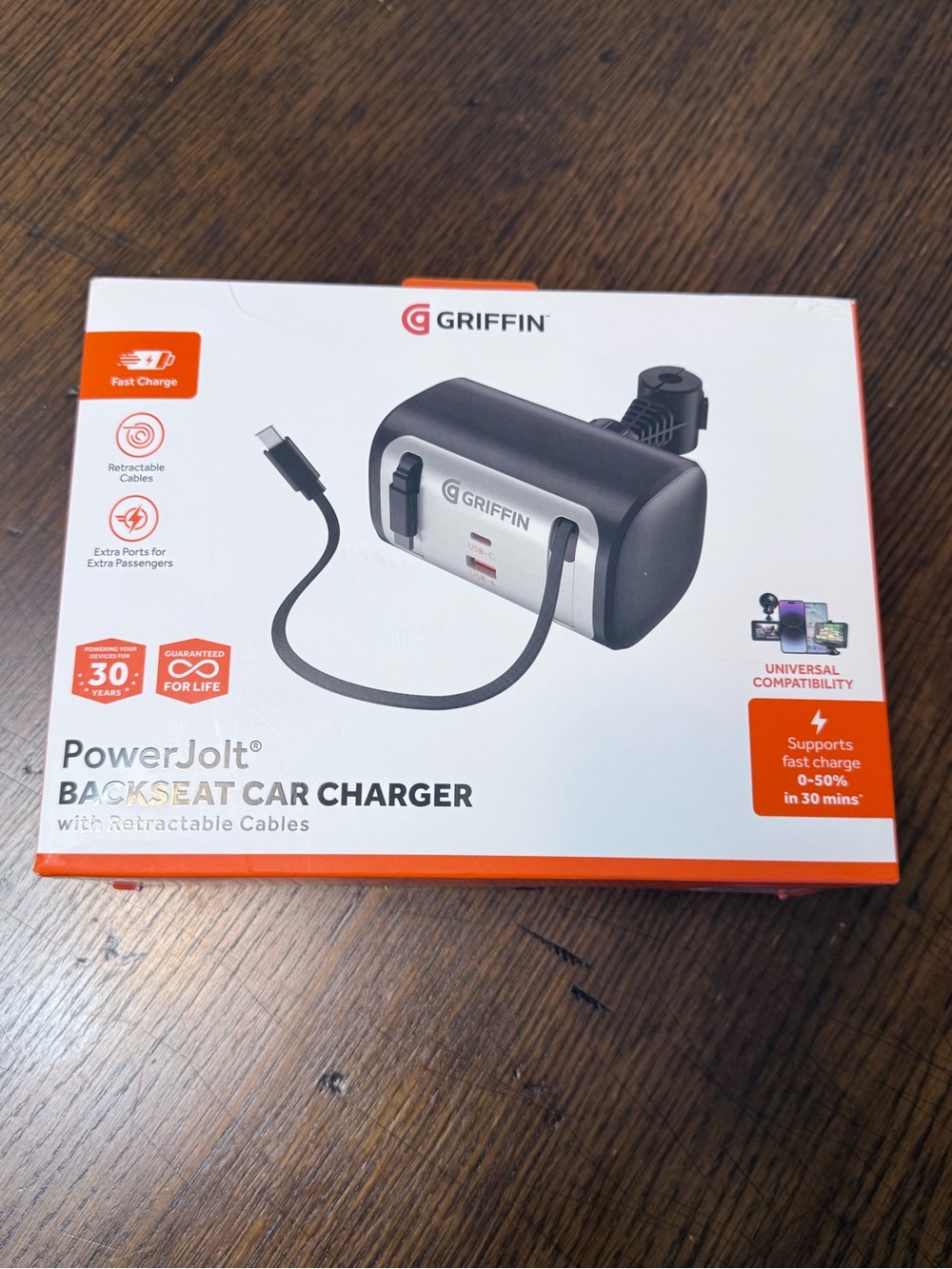 Griffin 5-in-1 Back Seat Charging Hub with Retractable Cables | Brand NEW